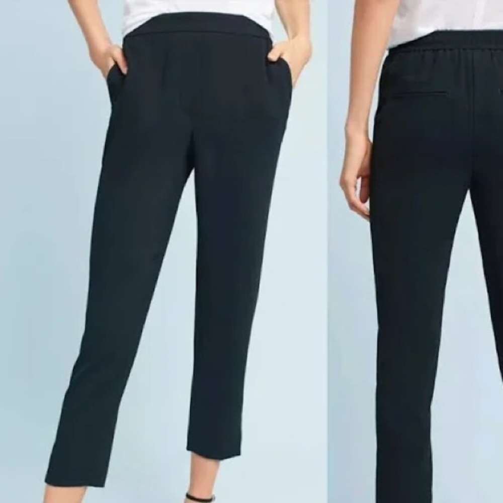 *ANTHROPOLOGIE* Black The Essential Pull-On Trouser Pants Size Medium